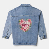 Best Mum Aquarell Blumenherz Design デニムジャケット (裏面)