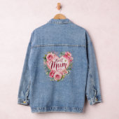 Best Mum Aquarell Blumenherz Design デニムジャケット (ハンガー)
