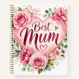 Best Mum Aquarell Blumenherz Design ノートブック