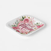 Best Mum Aquarell Blumenherz Design ペーパープレート (傾斜あり)