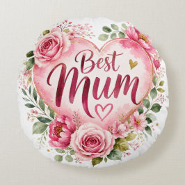 Best Mum Aquarell Blumenherz Design ラウンドクッション