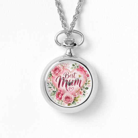 Best Mum Aquarell Blumenherz Design 腕時計 (正面)