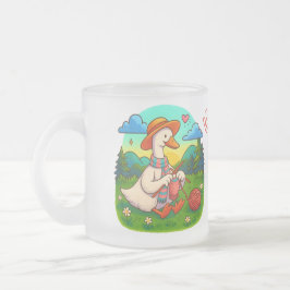 Best Mum Cute Knitting Goose Coffee Mug フロストグラスマグカップ