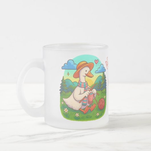 Best Mum Cute Knitting Goose Coffee Mug フロストグラスマグカップ (左)