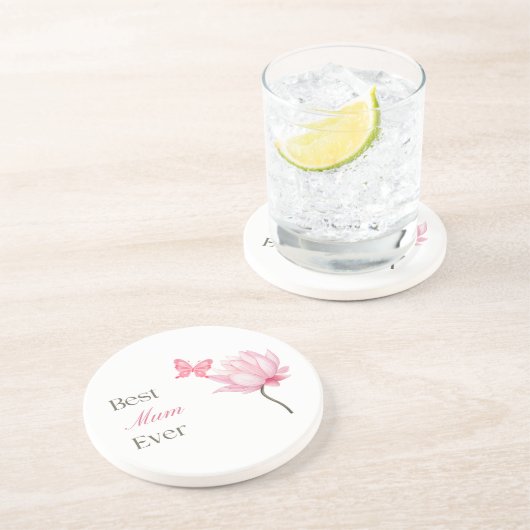 Best Mum Ever, Lotus & Butterfly, Mothers Birthday コースター (側面)