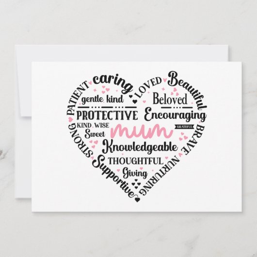 Best Mum Ever: Mother's Day & Birthday Heart Word カード (正面)