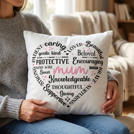 Best Mum Ever: Mother's Day & Birthday Heart Word クッション