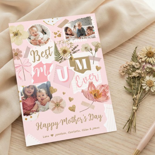 Best Mum Ever Mother's Day Scrapbook Photo Collage カード