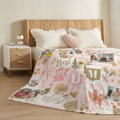 Best Mum Ever Mother's Day Scrapbook Photo Collage フリースブランケット