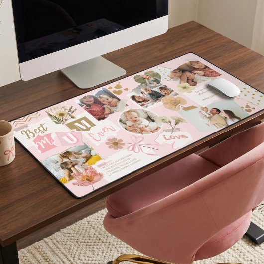 Best Mum Ever Personalized Scrapbook Photo Collage デスクマット