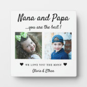 Best Nana And Papa Grandkids 2 Photo Collage White フォトプラーク (正面)