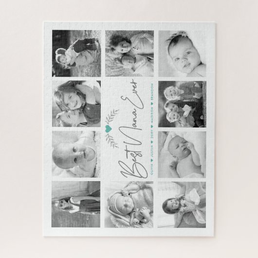 Best Nana Ever Modern Script 10 Photo Collage Chic ジグソーパズル (縦)