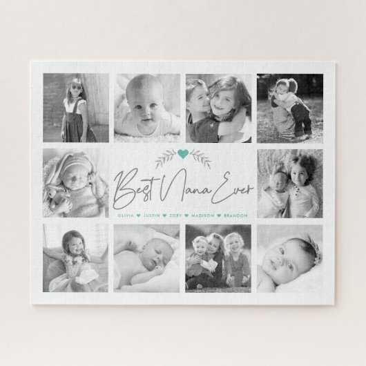 Best Nana Ever Modern Script 10 Photo Collage Chic ジグソーパズル (横)
