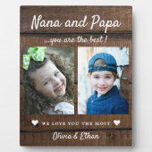 Best Nana & Papa Grandkids Names 2 Photo Dark Wood フォトプラーク (正面)