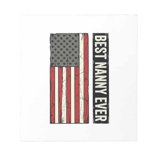 Best Nanny Ever Patriotic Vintage Flag Shirt Desig ノートパッド (正面)