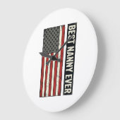 Best Nanny Ever Patriotic Vintage Flag Shirt Desig ラージ壁時計 (傾斜)