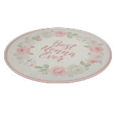 Best Nonna Ever Pink & Green Floral Wreath カッティングボード (角)