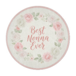 Best Nonna Ever Pink & Green Floral Wreath カッティングボード