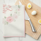 Best Nonna Ever Pink & Green Floral Wreath キッチンタオル (四つ折り)