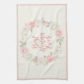 Best Nonna Ever Pink & Green Floral Wreath キッチンタオル (縦)