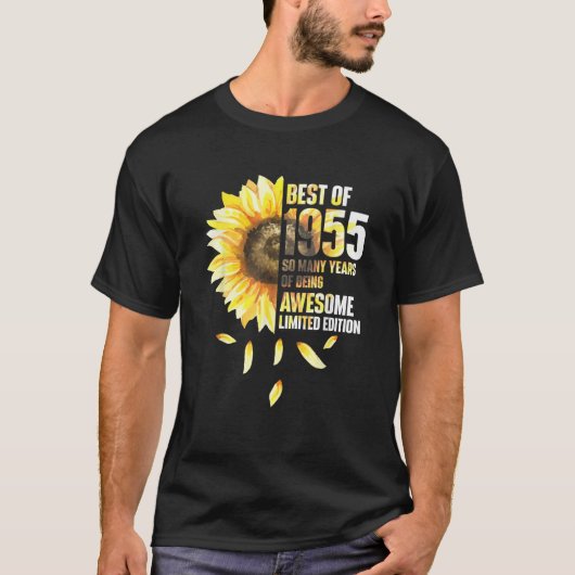 Best Of 1955 Sunflower Year Of Birth Birthday  Tシャツ (正面)