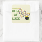 Best of Luck Greeting with Clovers and Rainbow スクエアシール (バッグ)