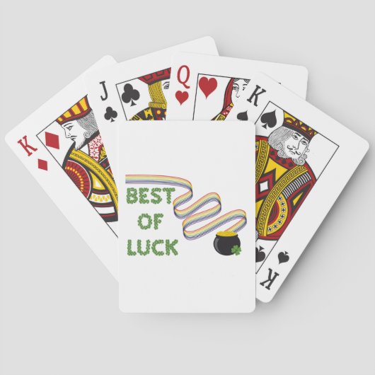 Best of Luck Greeting with Clovers and Rainbow トランプ (裏面)