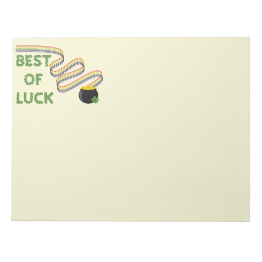 Best of Luck Greeting with Clovers and Rainbow ノートパッド (正面)