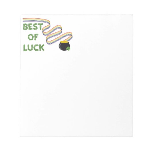 Best of Luck Greeting with Clovers and Rainbow ノートパッド (正面)