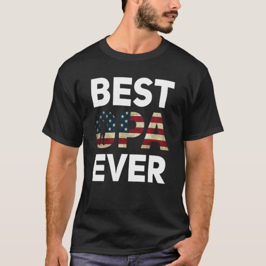Best Opa Ever American Flag German Veteran Grandpa Tシャツ (正面)