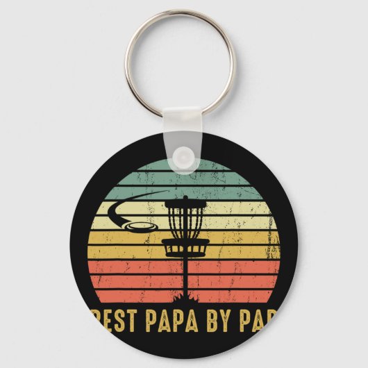 Best Papa By Par Funny Disc Golf Gift For Dad Fath キーホルダー (正面)