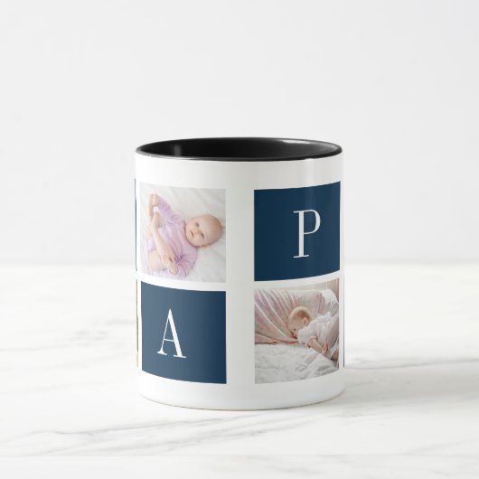 Best Papa Ever – Custom 4-Photo Collage Mug マグカップ (中央)
