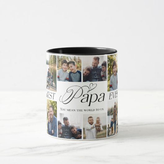 Best Papa Ever Personalized Photo Collage keepsake マグカップ (中央)