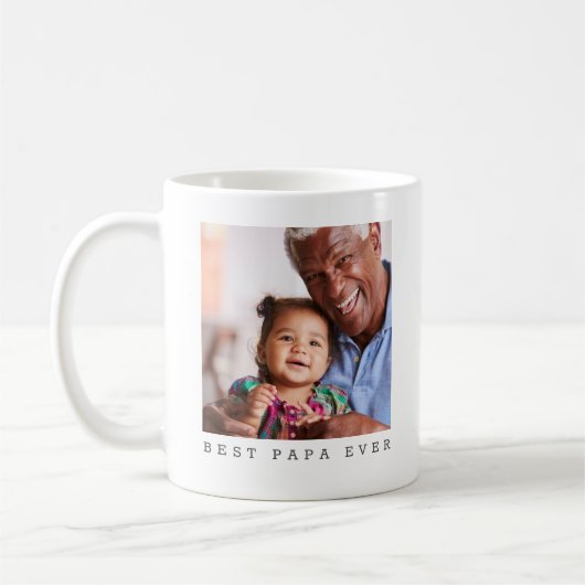 Best Papa Ever Two Photo Personalized コーヒーマグカップ (左)