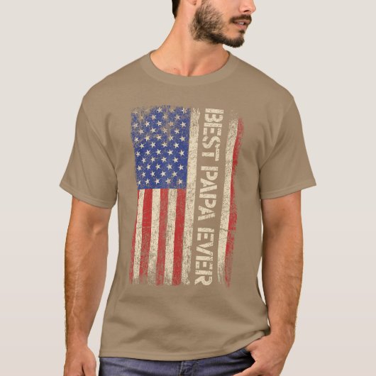 Best Papa Ever US American Flag Gifts For Fathers Tシャツ (正面)