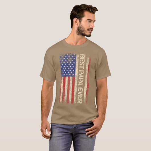 Best Papa Ever US American Flag Gifts For Fathers  Tシャツ (正面フル)