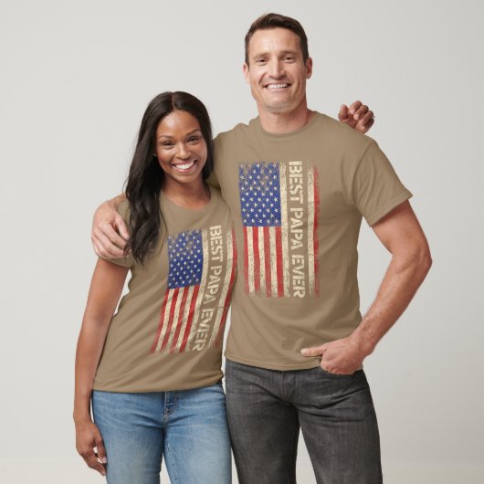 Best Papa Ever US American Flag Gifts For Fathers  Tシャツ (ユニセックス)