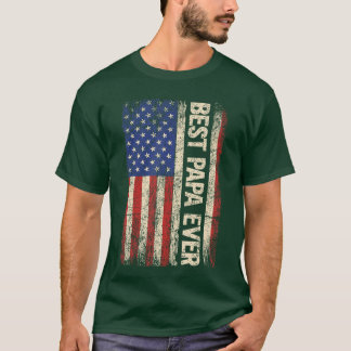 Best Papa Ever US American Flag Gifts for Fathers  Tシャツ