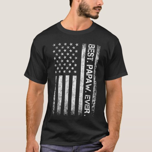 Best Papaw Ever Vintage American Flag funny Tシャツ (正面)