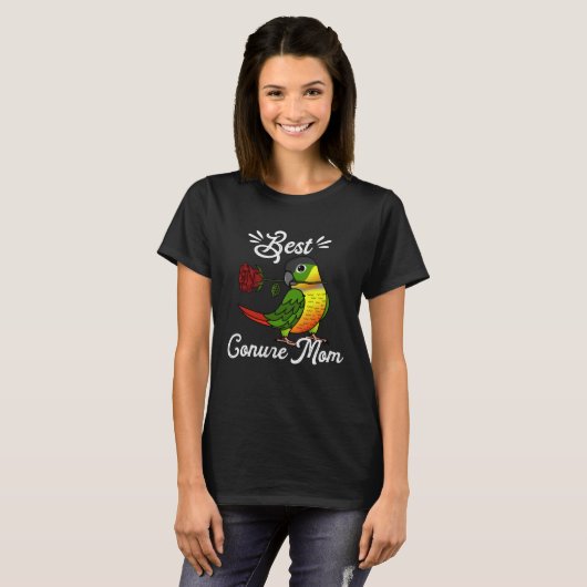 Best Parrot Mom I Yellow sided Green Cheek Conure Tシャツ (正面フル)