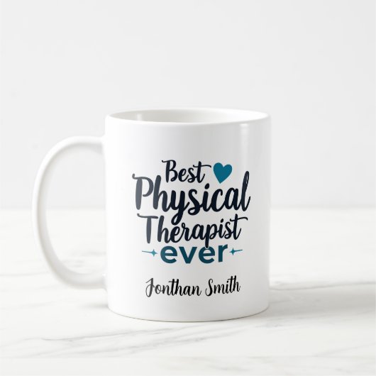 Best Physical Therapist Ever Typography Gift コーヒーマグカップ (左)