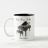 Best Piano Teacher Custom Name Grand Piano gift ツートーンマグカップ (左)
