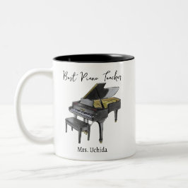 Best Piano Teacher Custom Name Grand Piano gift ツートーンマグカップ