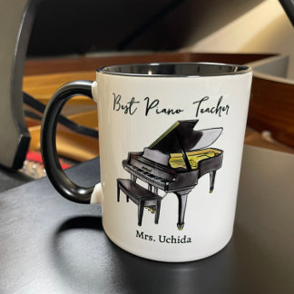 Best Piano Teacher Custom Name Grand Piano gift ツートーンマグカップ