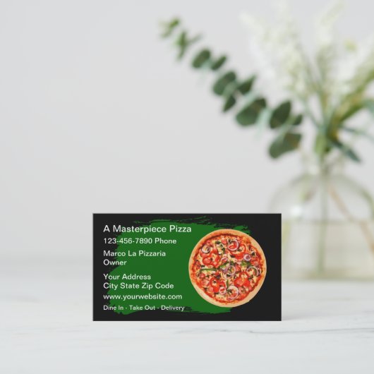 Best Pizza Shop Business Cards 名刺 (スタンド正面)