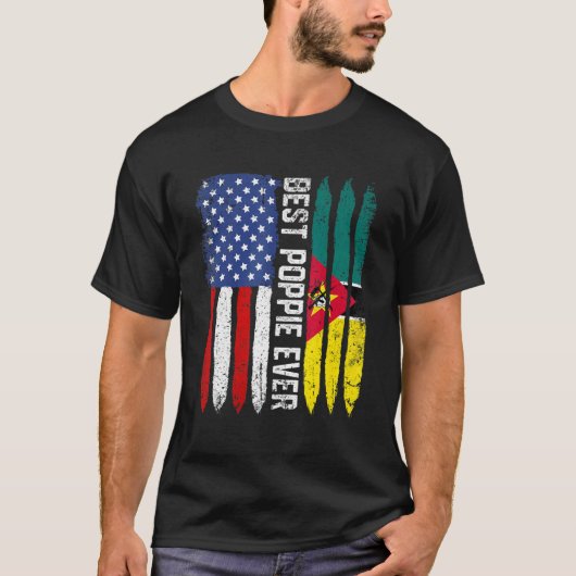 Best Poppie Ever Us Mozambique Flag Father's Day Tシャツ (正面)