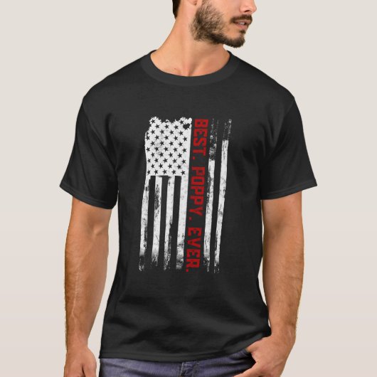 Best Poppy Ever American Usa Flag Fatherâ€™S Day P Tシャツ (正面)