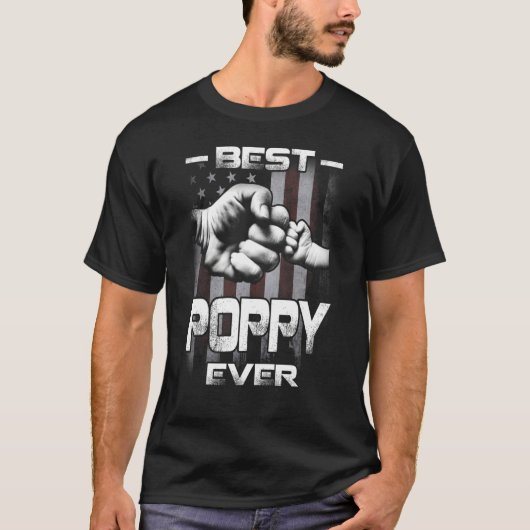 Best Poppy Ever Fist bump USA Flag Father's Day Tシャツ (正面)