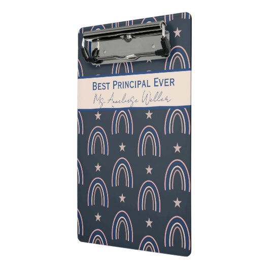 Best Principal Ever Personalized Boho Rainbow ミニクリップボード (アングル2)