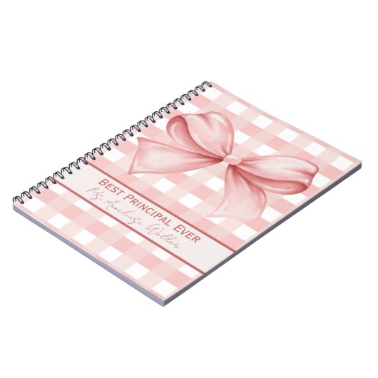 Best Principal Ever Personalized Gingham Bow ノートブック (左側)